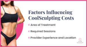 image of woman fit body and caption text "Factors Influencing CoolSculpting Costs"